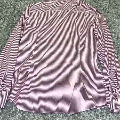 Classic Red and White Striped Men's Shirt Size L