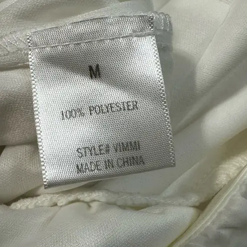 NWT Miami Francesca’s White Satin Tiered Puff Sleeve Romper Size M