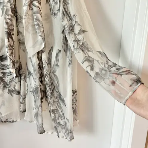 Zimmermann 100% Silk Floral Sheer Flowy Ruffle Blouse Size 1