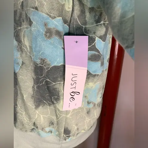 Just Be Green and Blue Tie-Dye Hoodie Long Sleeve Top