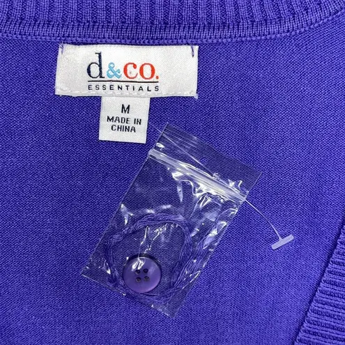 Denim & Co . Essentials NWT Sz M Purple Cotton Blend Button Down Sweater Cardigan