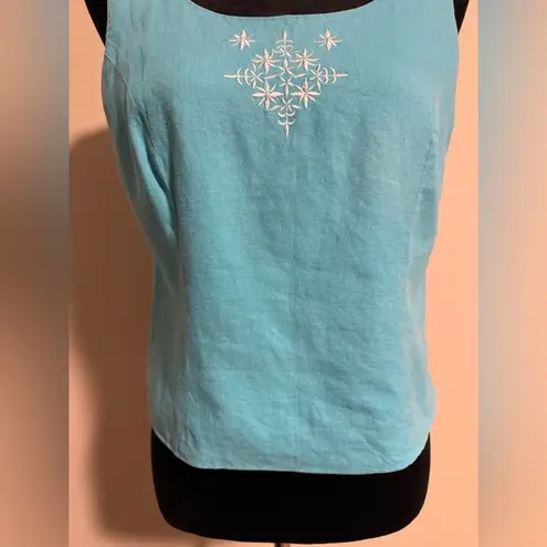 Jessica Howard EUC Blue and White Star Embroidered Fully Lined Tank Size 10