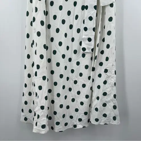 PEONY Le Spot Maxi Skirt SZ 2 Green Polka Dot Thigh High Slit eco