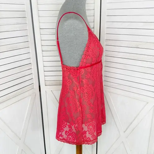 Victoria's Secret  Vintage Lace Babydoll Chemise Nightie Coral Red Large