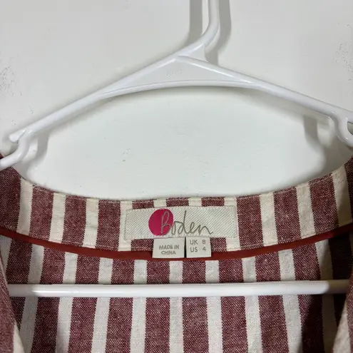 Boden Stripe Linen Cotton Blend Jumpsuit Size US 4 Red