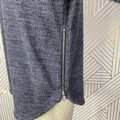 Vince  Textured Terry Raglan Side Zipper Sweatshirt‎ Heather Black Gray Size XS