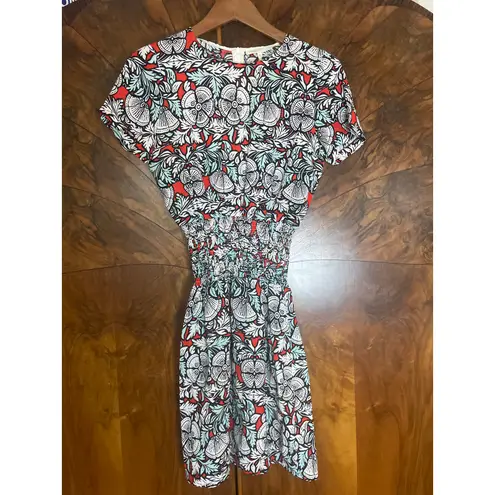 Maje Revolve Relia Dress Printed Crepe Smocked Waist Mini Casual Size 1 small s