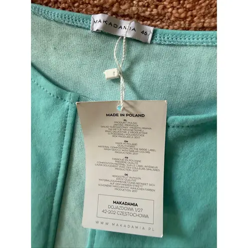 Makadamia Mint Aqua Casual Shift Midi Dress Short Sleeve Size 46 XL NWT Blue
