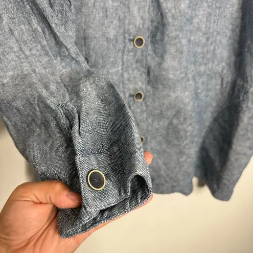 Coldwater Creek 100% Linen Oversized Button Down Shacket Jacket Blue Size 2X - Image 2