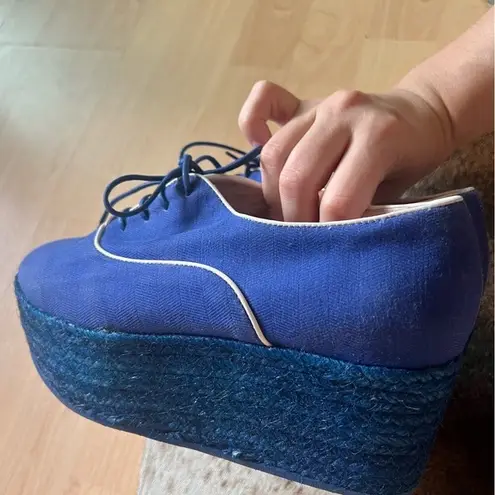 Missoni Blue Lace Up Espadrille Platform Shoes Women’s Size 6