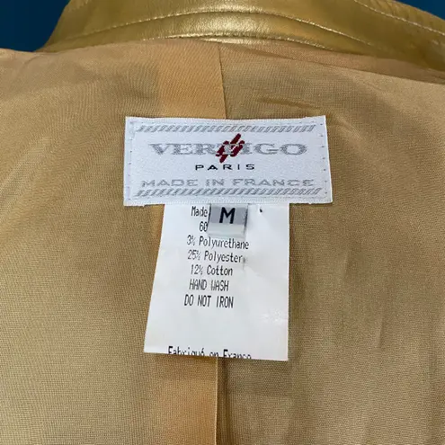 Vertigo Vintage 90s Gold Faux Leather Moto Biker Jacket