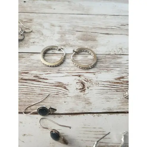 Job Lot of 9 Pairs of Earrings Silver Tone Pre Owned Earrings for Pierced Ears