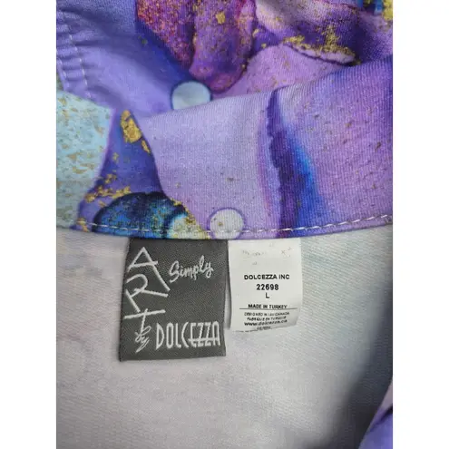 Simply Art by Dolcezza Watercolor Jacket 100% Cotton Gold Accents Sz L Purple Size L