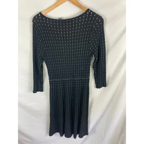 Nina Leonard Pleated Dot Sweater Dress Size Medium