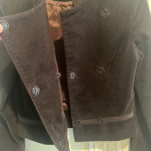 Vince Asymmetrical Short Blazer Jacket Corduroy Double Breasted Brown 4