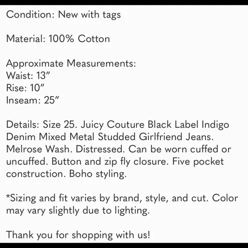 Juicy Couture  Black Label Distressed Jeans Sz 25 Host Pick 5/23! MSRP: $150