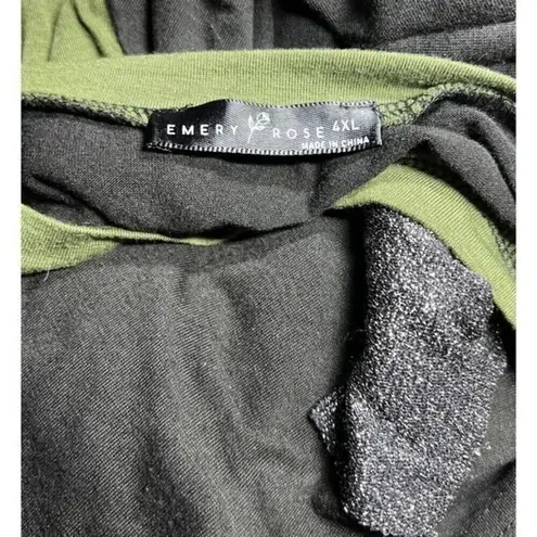Emery Rose Colorblock Long Sleeve Top Sparkle sliver On Green Size 4XL