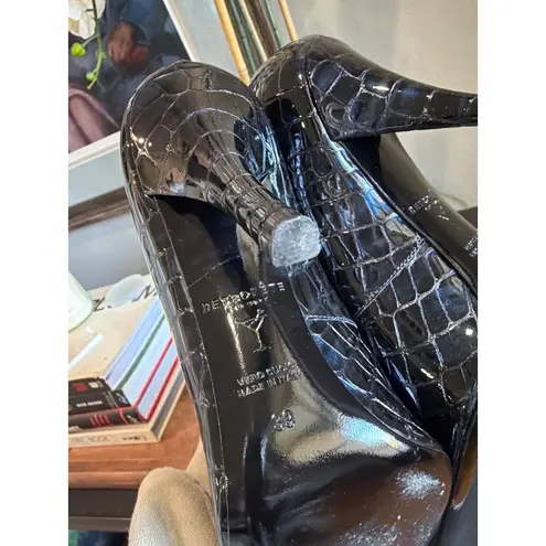 retrofete Maureen Leather Embossed Pump Navy Croco Womens Size 39 US 8 Blue