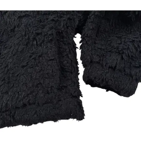 Urban Outfitters  BDG Hooded Cropped Teddy Jacket Size Small Black Cozy Basic