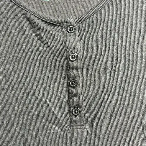 Tommy John Ribbed Long Sleeve Sleep Shirt Charcoal Gray Size 2xl