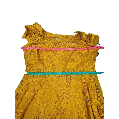 Kensie  Women's Floral-Lace Fit & Flare Dress size 10 mustard yellow NWT