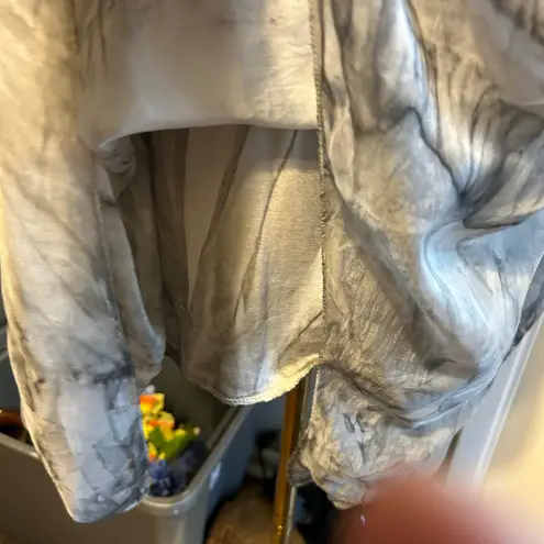 Tempo Paris Poncho Top Women VTG Silk 2 layers Gray Marbled Artsy Boho Flowy S/M - Image 7