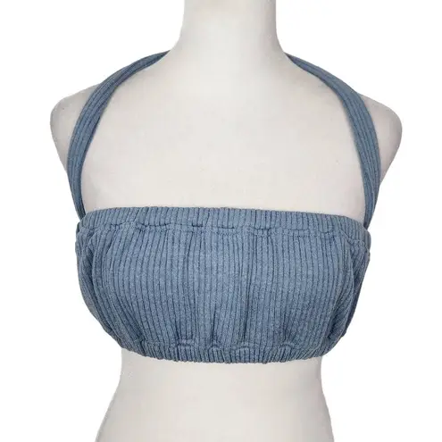 We Wore What  Blue Halter Crop Top Size Medium NWT Tie Neck Halter Top