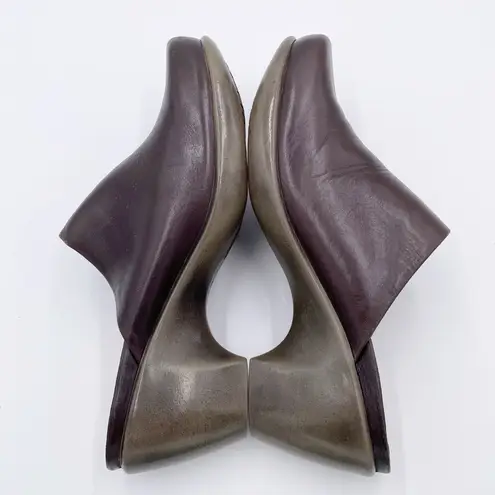 NAOT Eden Dream Leather Mule Clog Deep Brown Purple Women's Size 38 US Size 7