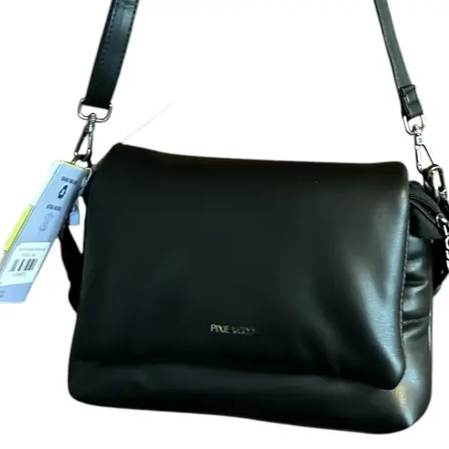 Pixie Mood Women's Black Nappa Leather Shoulder Bag Adjustable Strap