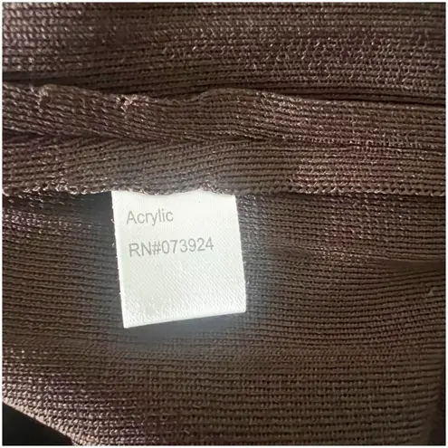 Ming Wang Knit Top Womens Large Brown Acrylic 3/4 Sleeve Studded Tunic