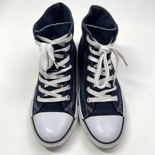 Airwalk Sneaker Womens 10 Navy Denim Embroidered Flowers Lace Up High Top Shoes
