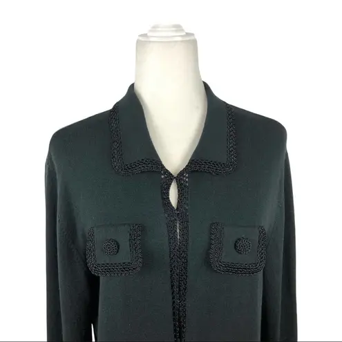 Etcetera Black Knit Silk/Cashmere blend Granny Cardigan with Crochet Trim XL - Image 11