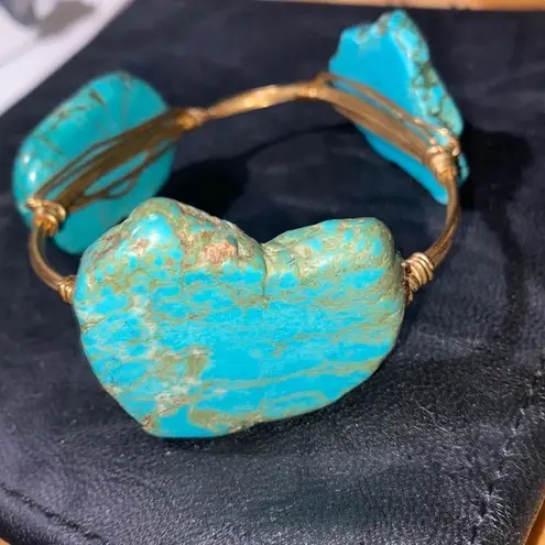 Raw Turquoise Gold Wire Druzy Cuff Bracelet