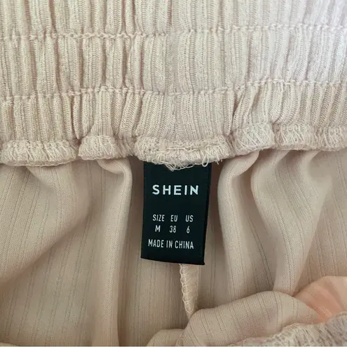 SheIn Matching Lounge Set size Medium Blush Pink Ribbed Crop Top & Shorts Comfy Layers