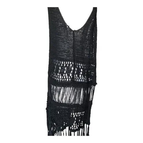 Steve Madden  Black Sleeveless Acrylic Knit Kimono Women's One Size Fits Most