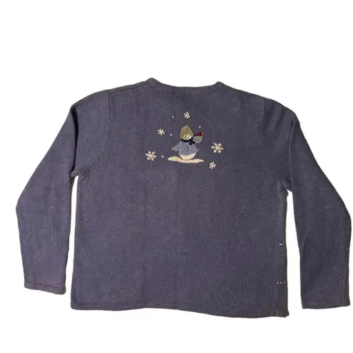 Croft & Barrow Croft Barrow‎ Winter Cardigan Purple Snowman Wool Blend Holiday Christmas XL