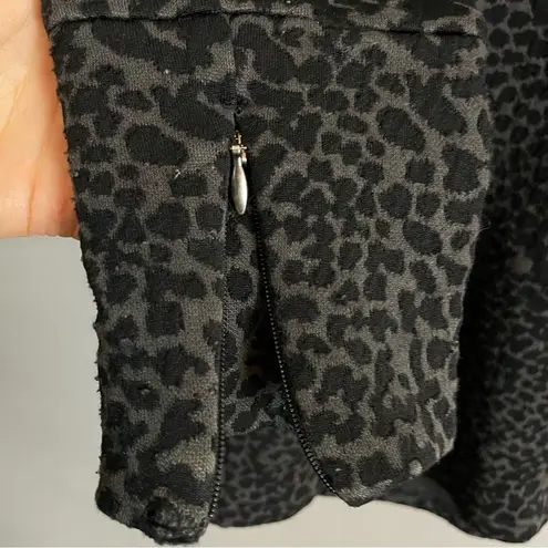 Lucy Quarter Zip Pullover Jacket Top Leopard Print Preowned Large Black Gray Gray