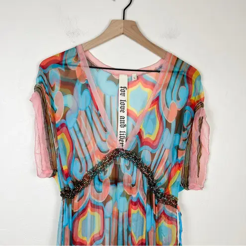 Johnny Was 100% Silk For Love and Liberty Sheer Gauze Handkerchief Kaftan Dress