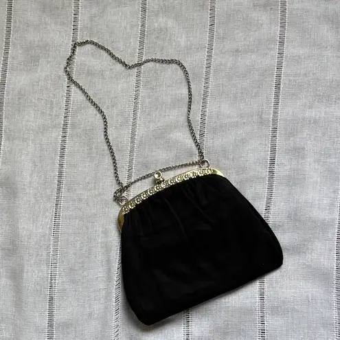 Unique Vintage Vintage Black Evening Bag With Floral Detailing