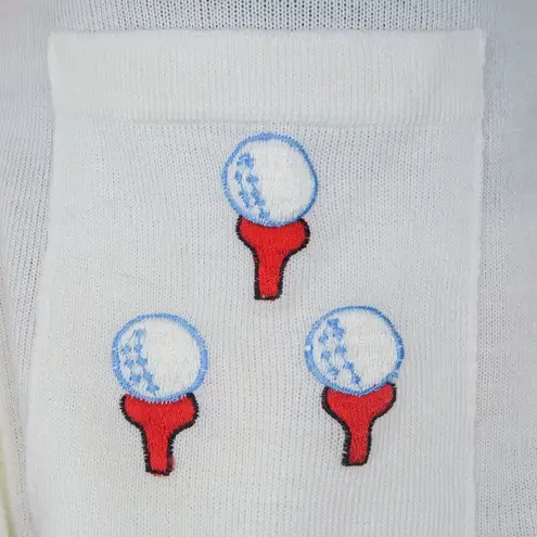 Vintage 70s Golf Embroidered Cardigan Sweater White Size M