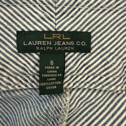 LRL Lauren Jeans Co Striped Denim Mermaid Skirt Size 6 Cotton Blue Y2K Boho