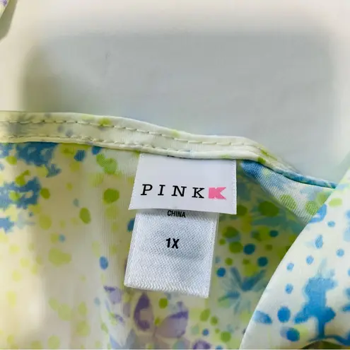 VINTAGE Y2K Floral Satin Maxi Nightgown Slip Dress Yellow Size 1X