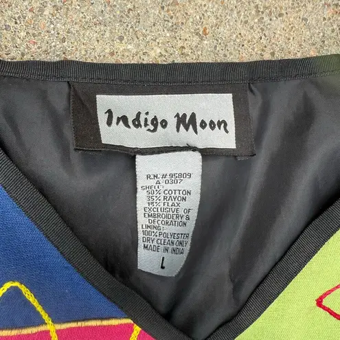 Vintage Indigo Moon Neon Embroidered Patchwork Art Deco Jacket