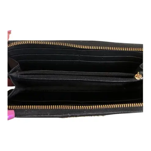 Michael Kors  Classic Chic Black Saffiano Leather Zip Wallet Gold Hardware