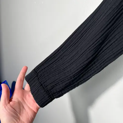 Xirena Muslin Cotton Gauze Lightweight Cowl Neck Drawstring Pullover Top XS Black