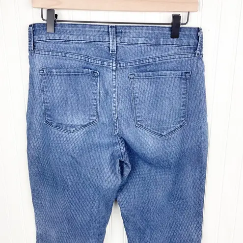 NYDJ Skinny Fit Blue Denim Jeans Snakeskin Fish Scale Print Women's Size 6