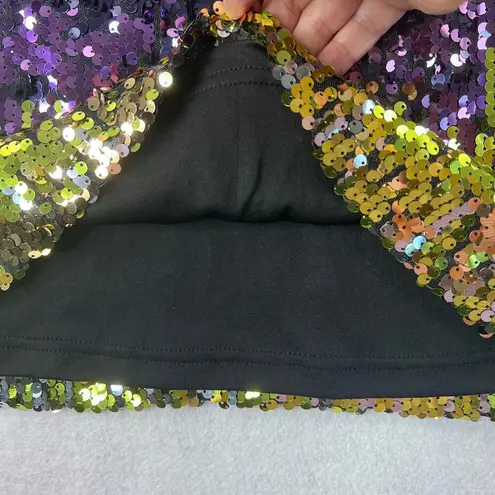 BB Dakota x Steve Madden Harmonia Sequin Mini Skirt L Rainbow Festival Dopamine Red Size L