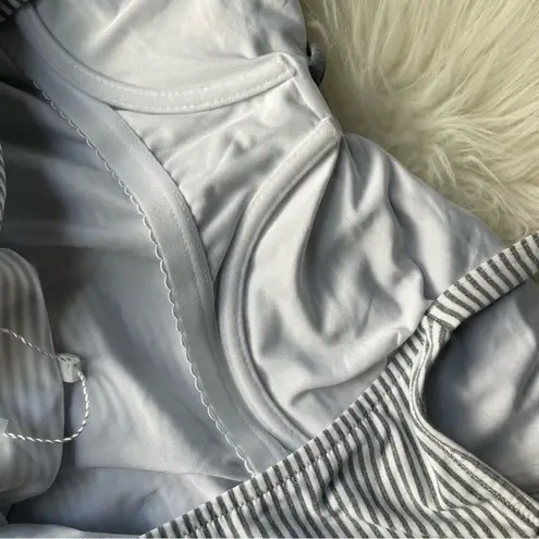 Striped One Piece Swimsuit Grey & White by Enfasis NWOT Gray Size 8