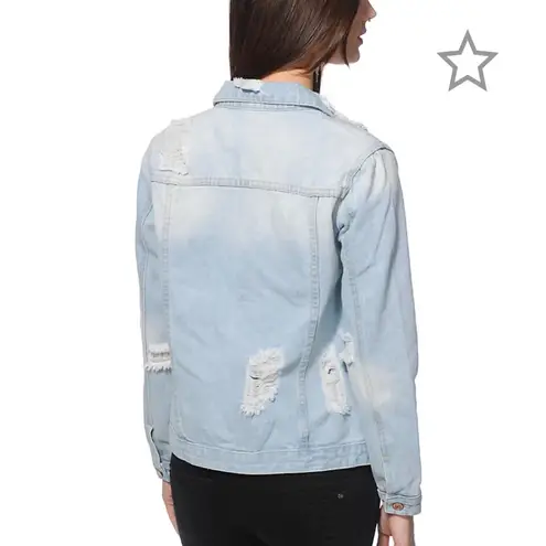 Thread and Supply  Alyssa Light Wash Blue Denim Distressed Jacket Size Small