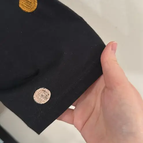 Eshakti Custom Black Dress polka dot embroidered V-neck loose tunic